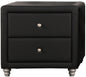 Black Upholstered 2 Drawer Nightstand