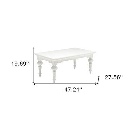 47" White Solid Wood Coffee Table