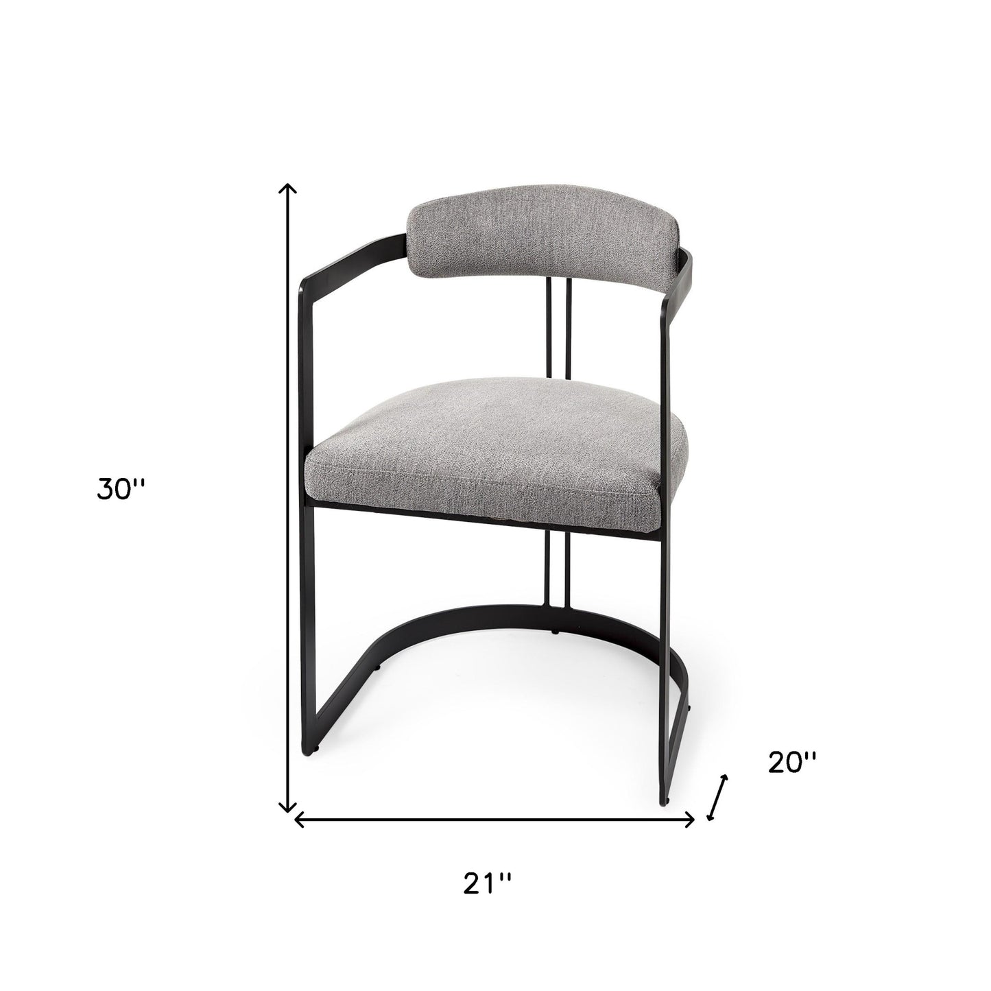 Curvy Black and Gray Upholstered Dining Armchair