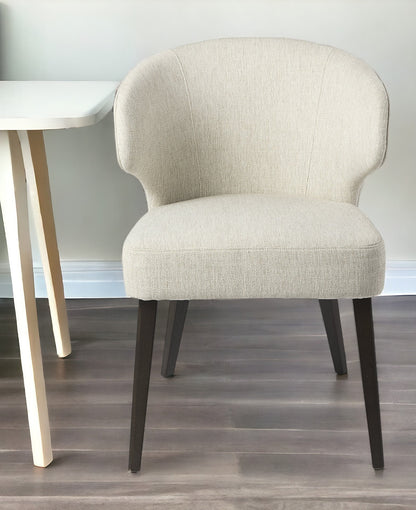 Ivory and Black Wingback Dining Side Chair