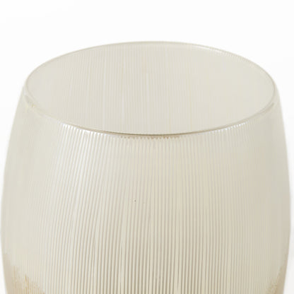 9" Creamy White and Gold Ombre Striped Long Glass Vase