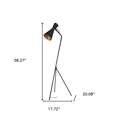 Black and Brass Conical Metal Floor Lamp