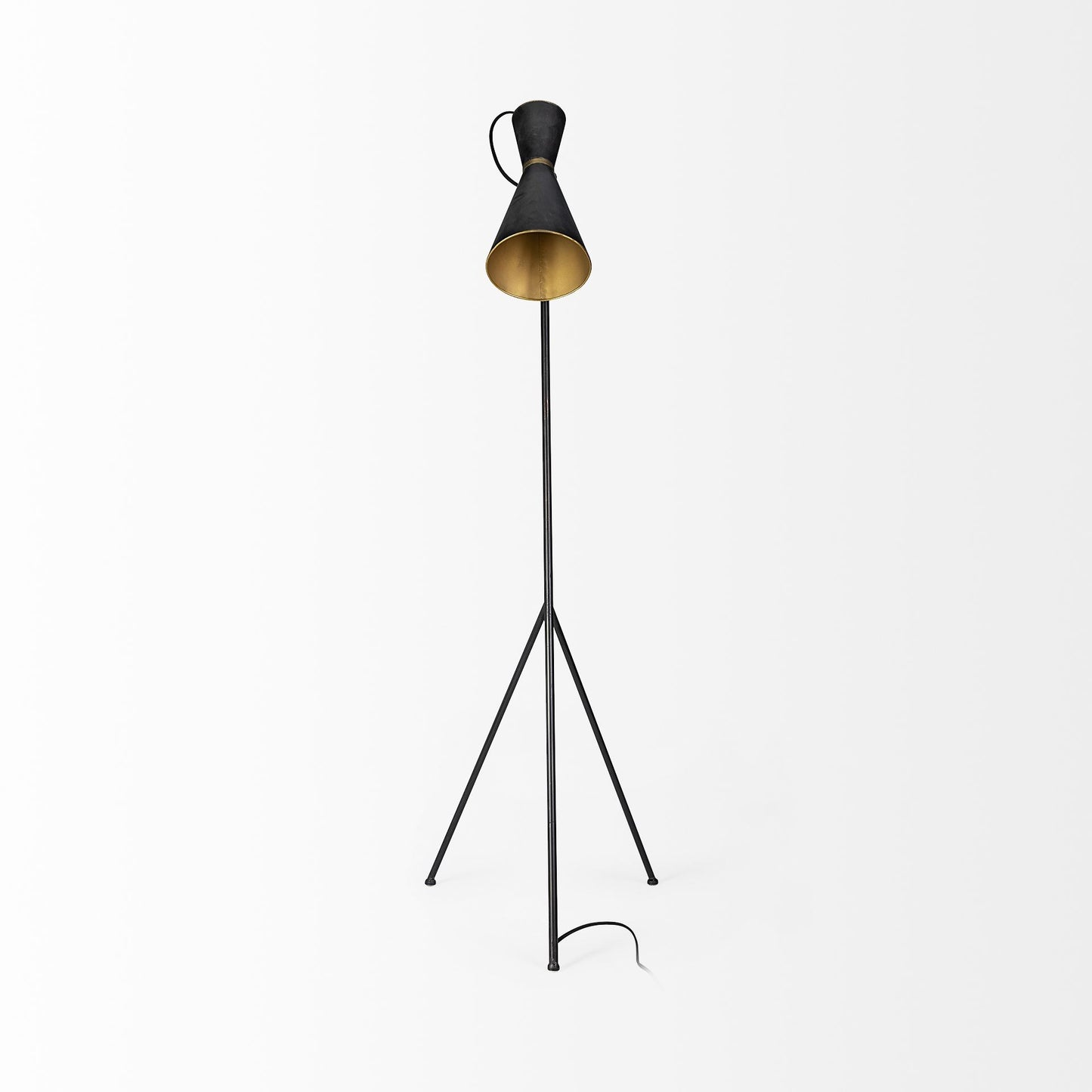 Black and Brass Conical Metal Floor Lamp