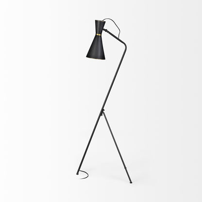 Black and Brass Conical Metal Floor Lamp