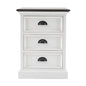 24" White and Brown Three Drawer Wood Nightstand