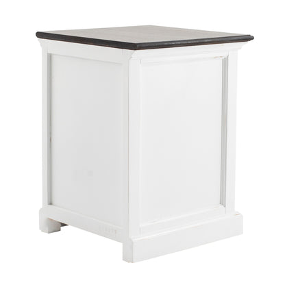 24" White and Brown Three Drawer Wood Nightstand