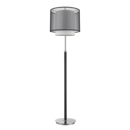 62" Chrome Traditional Shaped Floor Lamp With Black And White Drum Shade