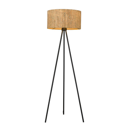 58" Matte Black Tripod Floor Lamp With Shade