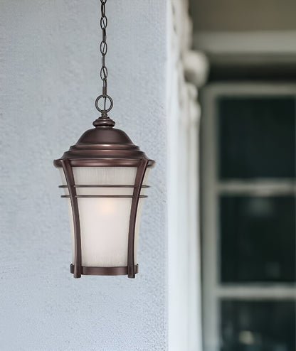 Frosted Glass Bronze Lantern Hanging Light