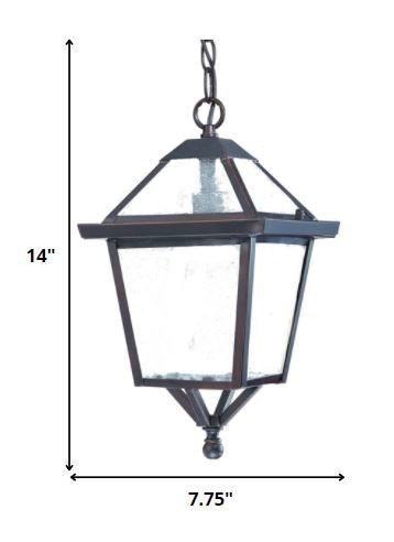 Antique Bronze Glass Hanging Lantern Light