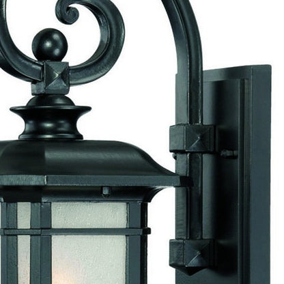 Matte Black Frosted Linen Glass Lantern Wall Light