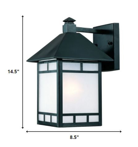 Matte Black Frosted Glass Lantern Wall Light