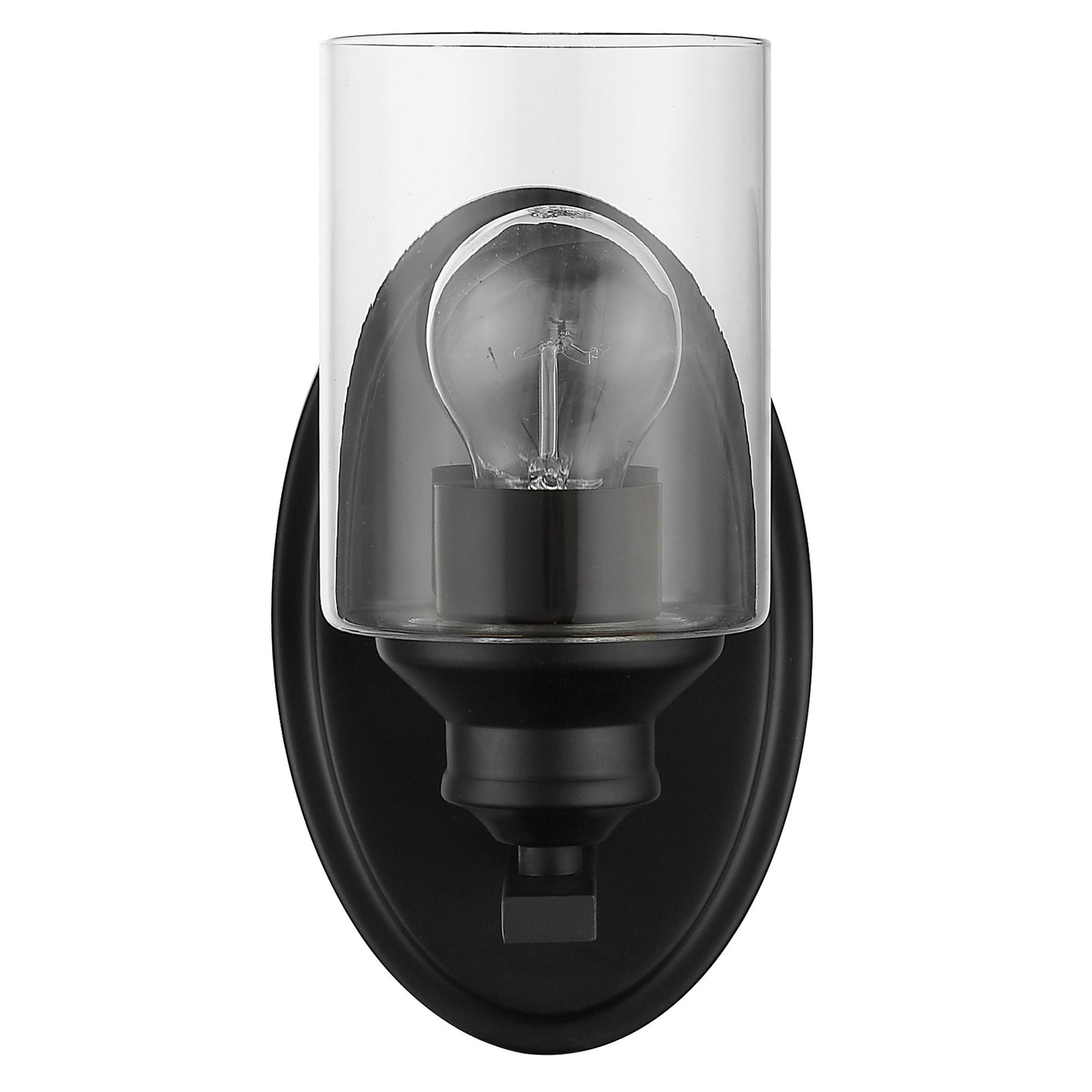 One Light Matte Black Wall Light with Clear Glass Shade