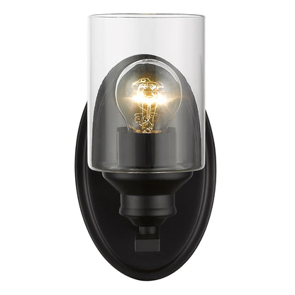 One Light Matte Black Wall Light with Clear Glass Shade