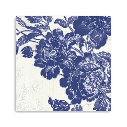 Blue Toile Rose Unframed Print Wall Art