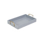 Light Gray Wooden Tray with Gold Handles