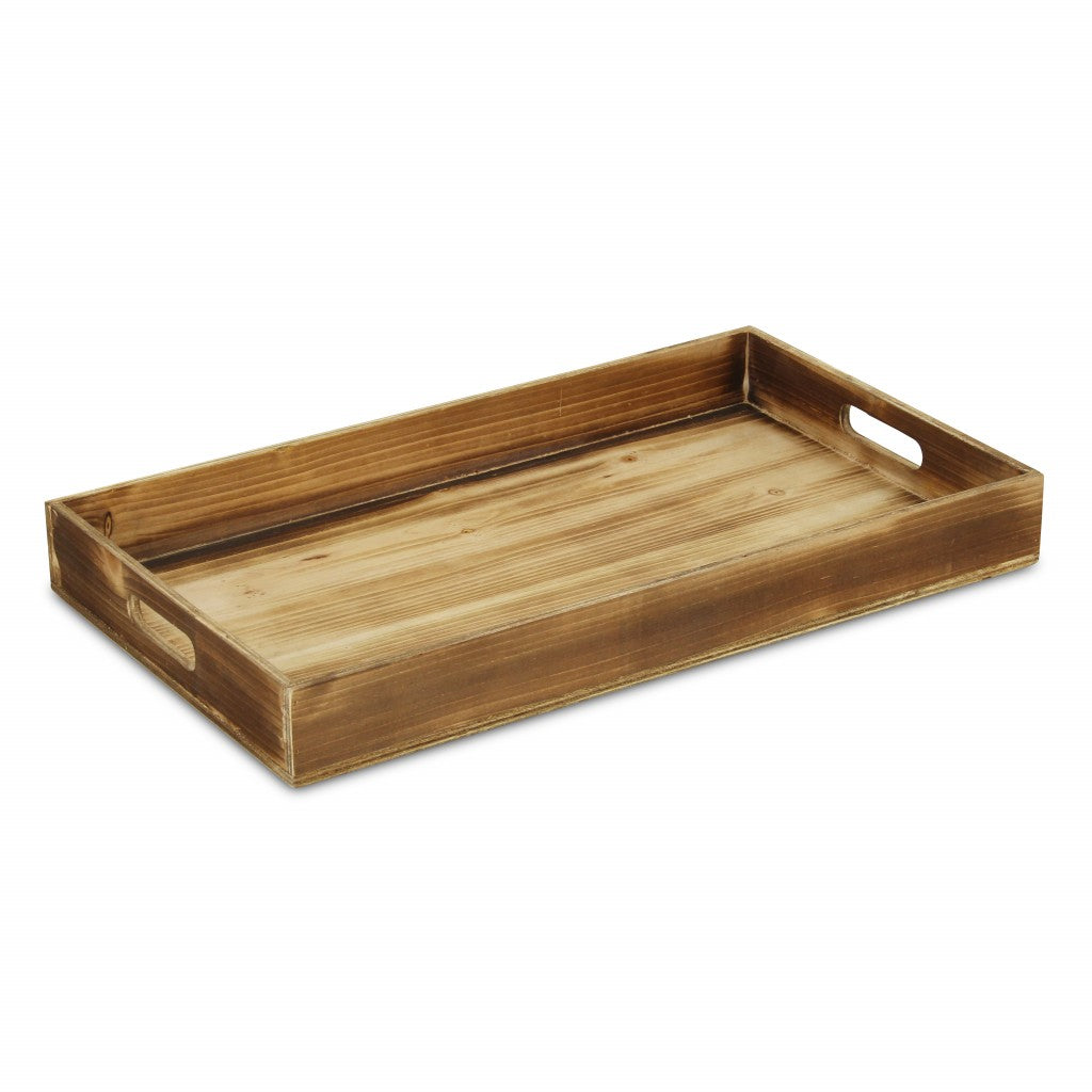 20" Brown Minimalist Wooden Tray