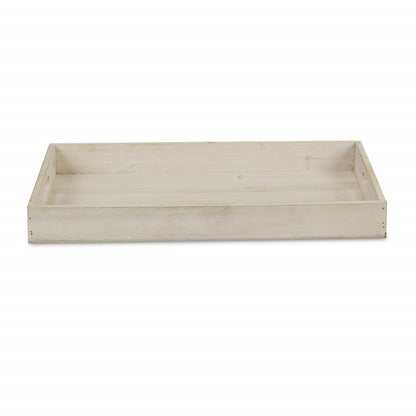 20" White Wash Minimalist Wood Tray With Handles