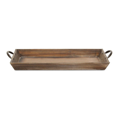 19" Brown Aluminum Indoor Outdoor Tray With Handles