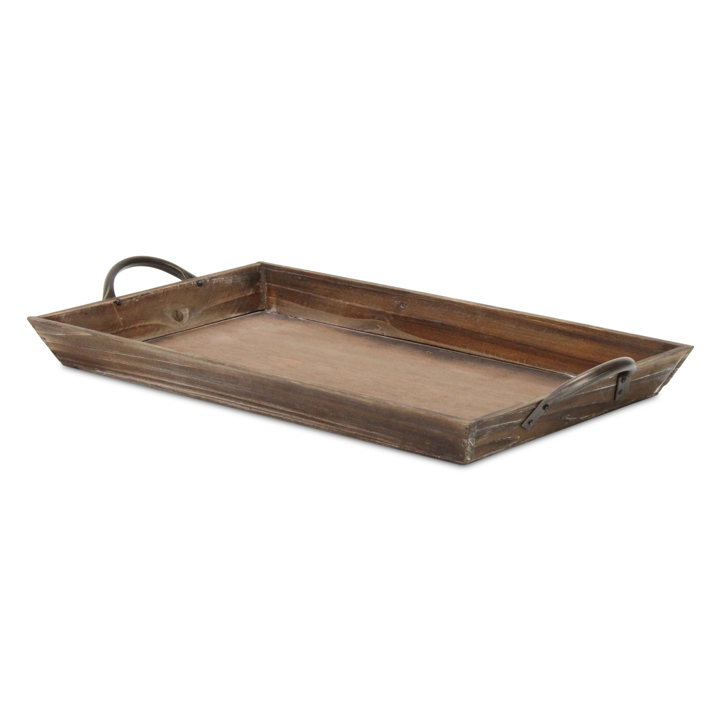 19" Brown Aluminum Indoor Outdoor Tray With Handles