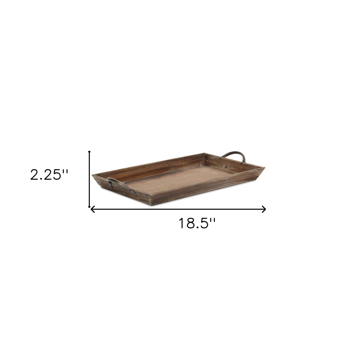 19" Brown Aluminum Indoor Outdoor Tray With Handles