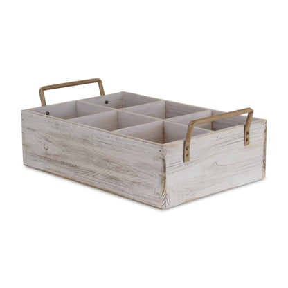 Gray Brown Rustic Six Slot Wooden Caddy