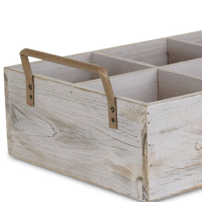 Gray Brown Rustic Six Slot Wooden Caddy