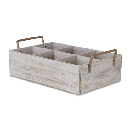 Gray Brown Rustic Six Slot Wooden Caddy