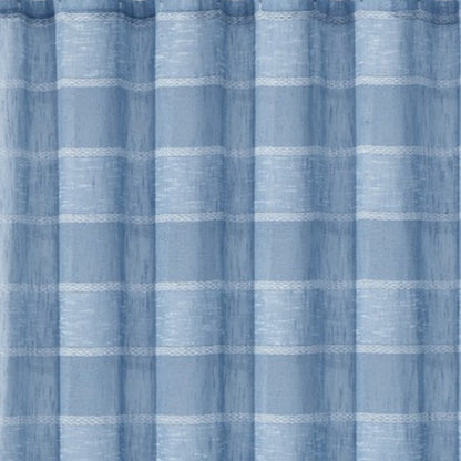 Blue Striped Polyester Embroidered Shower Curtain