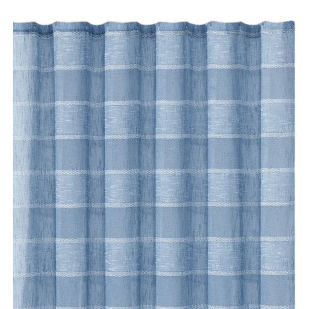 Blue Striped Polyester Embroidered Shower Curtain