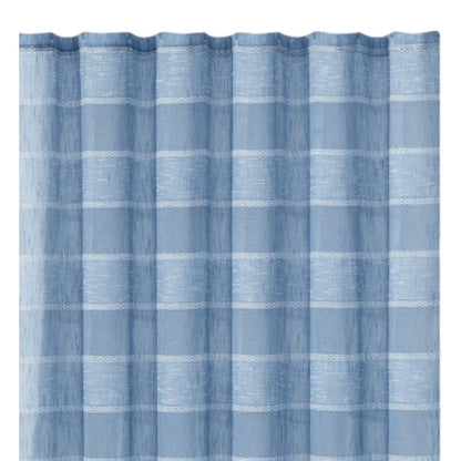 Blue Striped Polyester Embroidered Shower Curtain