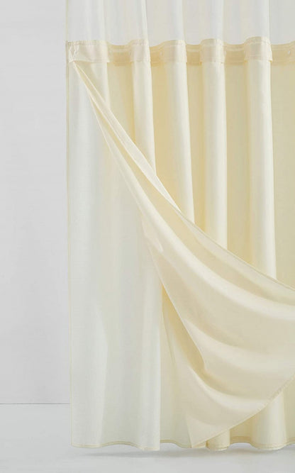 Ivory Sheer and Grid Shower Curtain and Liner Set