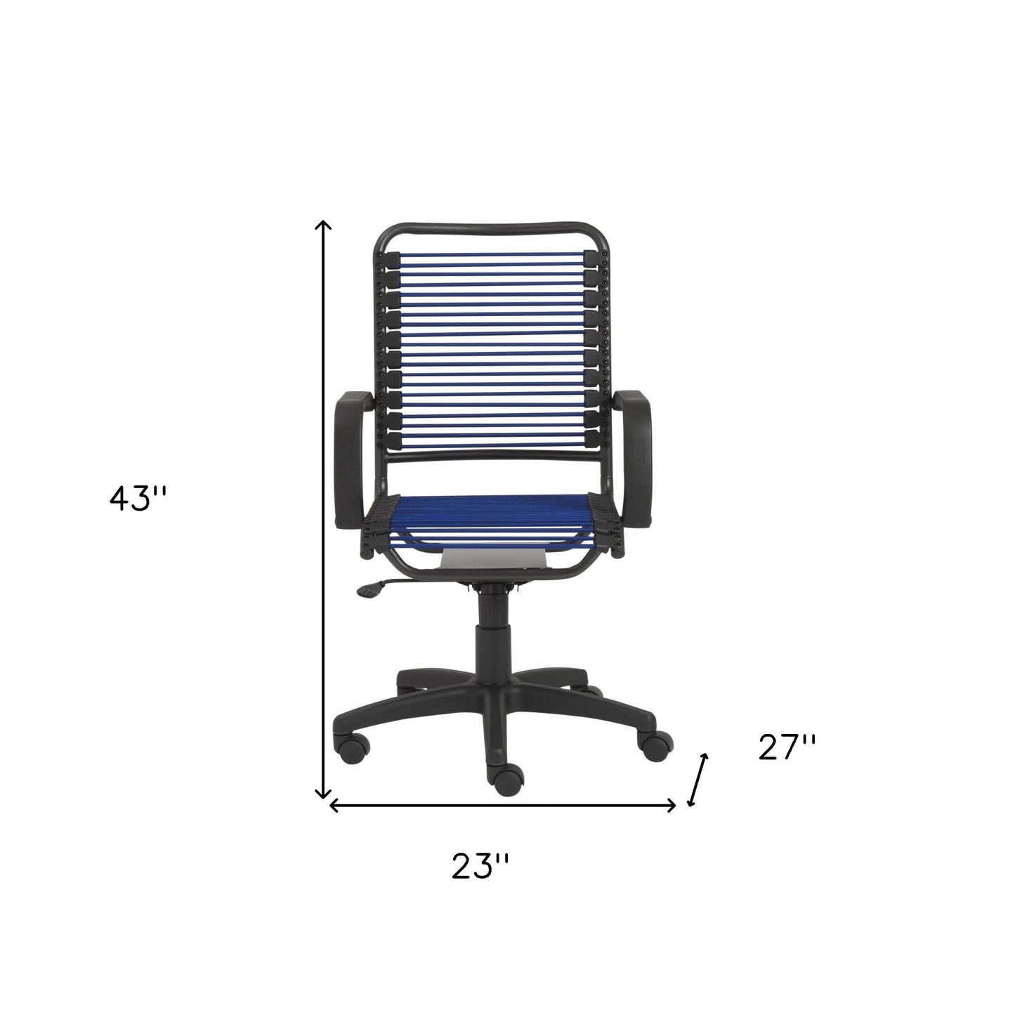 Blue and Black Adjustable Swivel Bungee Rolling Office Chair