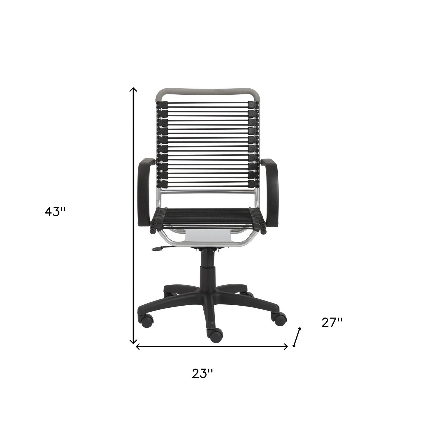 Black and Silver Adjustable Swivel Bungee Rolling Office Chair