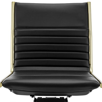 Black and Gold Adjustable Swivel Faux Leather Rolling Conference Office Chair