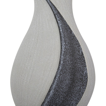 10" Gray and Off White Ceramic Table Vase