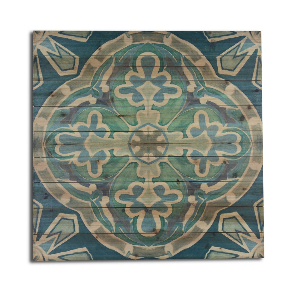 Blue and Aqua Medallion Unframed Graphic Wall Art