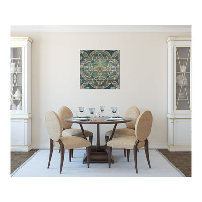 Blue and Aqua Medallion Unframed Graphic Wall Art