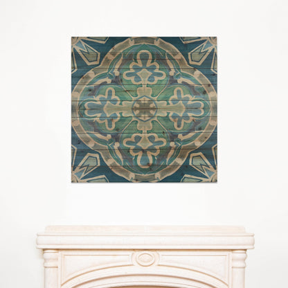 Blue and Aqua Medallion Unframed Graphic Wall Art