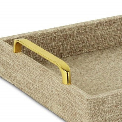 Beige Linen and Wooden Tray