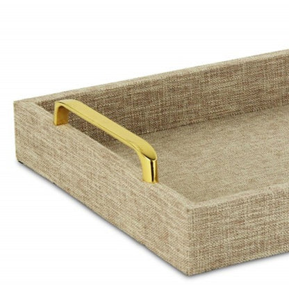 Beige Linen and Wooden Tray