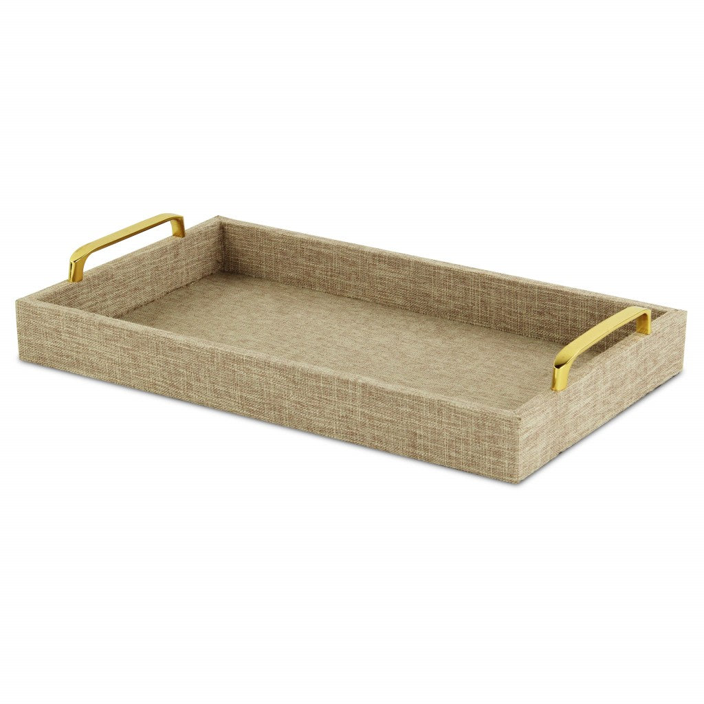 Beige Linen and Wooden Tray