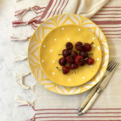 Boho Red and Cream Striped Tablecloth Set