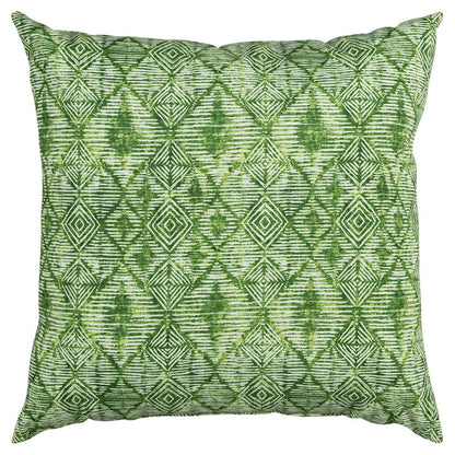 22" Green Ikat Diamond Indoor Outdoor Throw Pillow