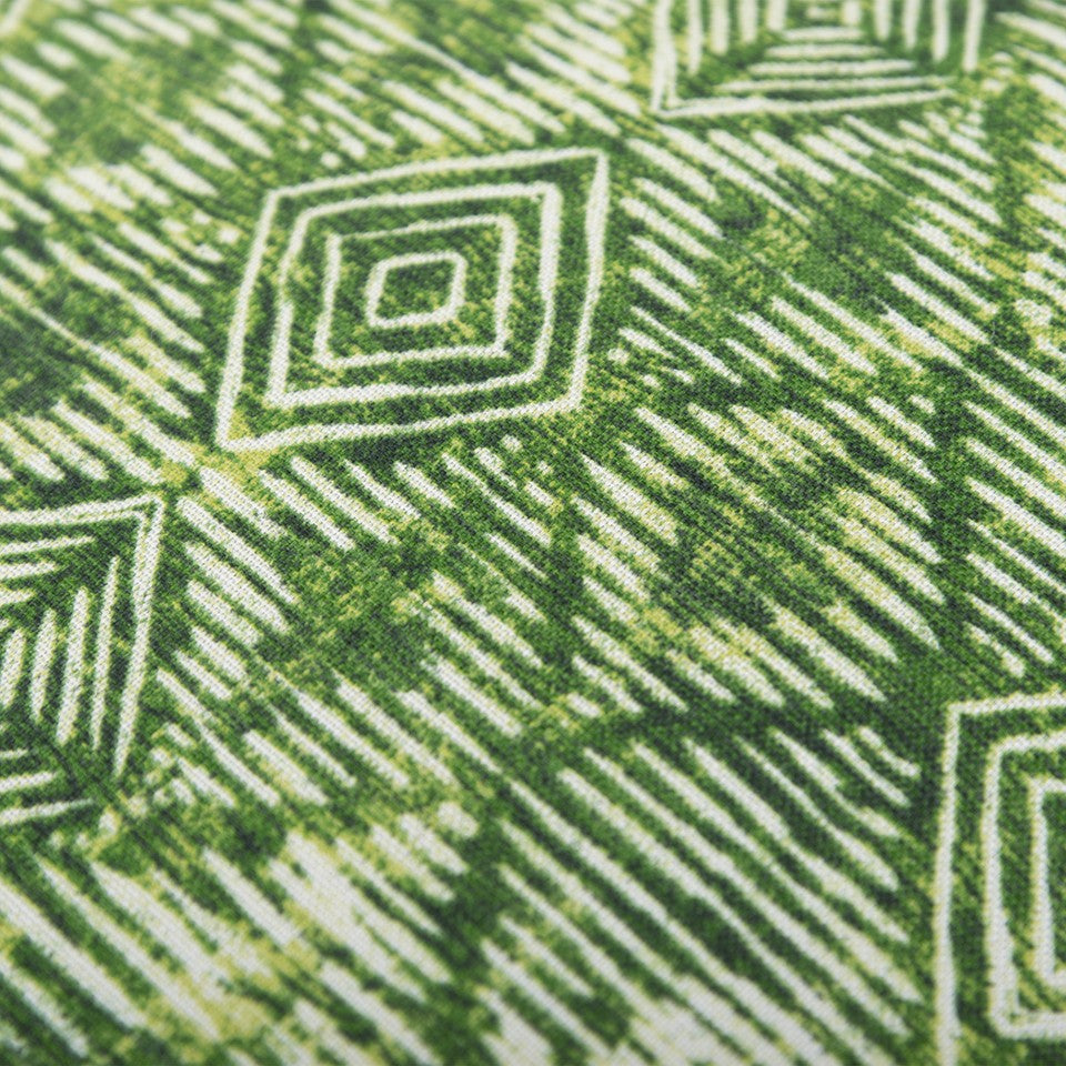 22" Green Ikat Diamond Indoor Outdoor Throw Pillow