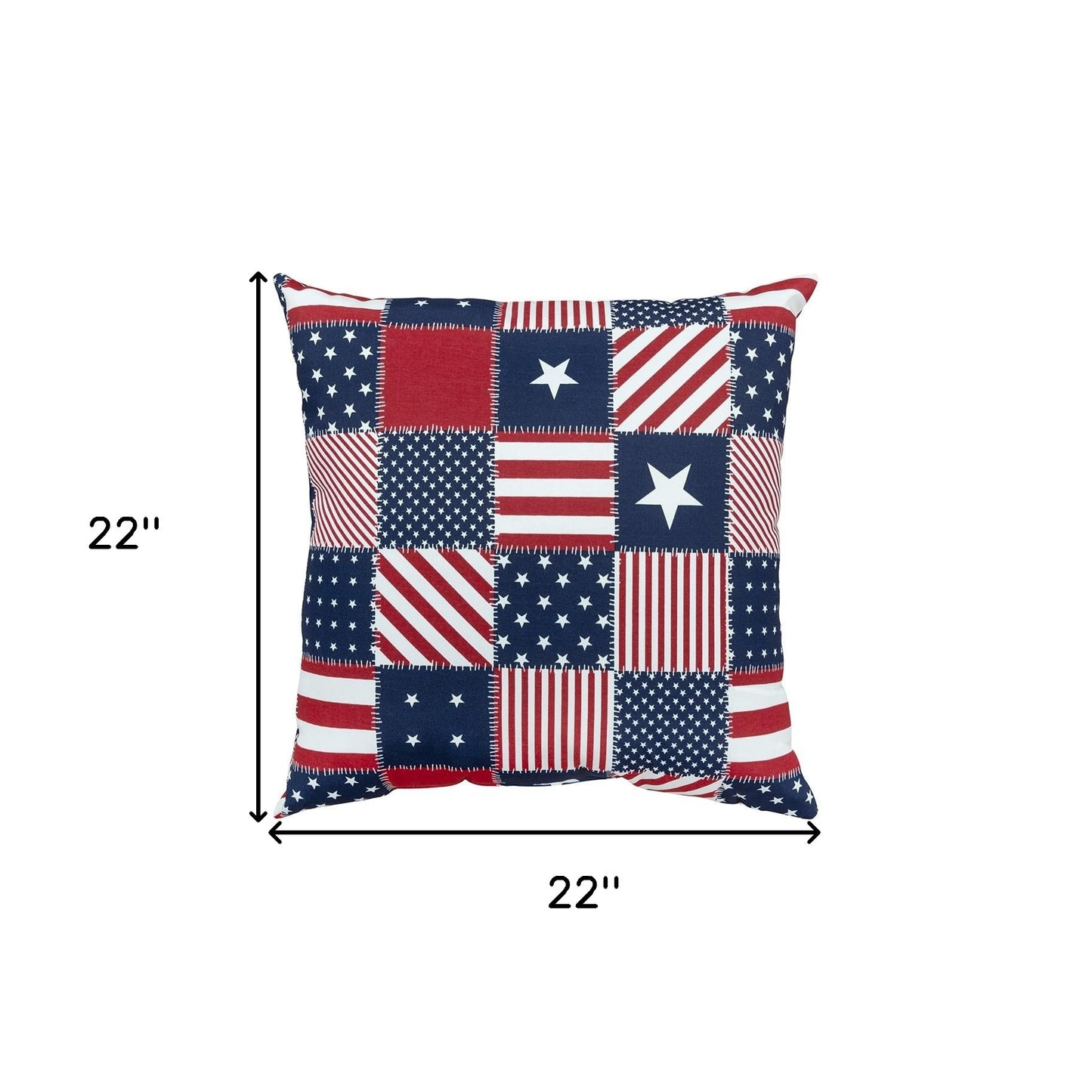 Red White and Blue Patchwork Independence Day Indoor Outdoor Throw Pillow