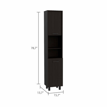 78" Modern Black Sleek and Tall Pantry Cabinet