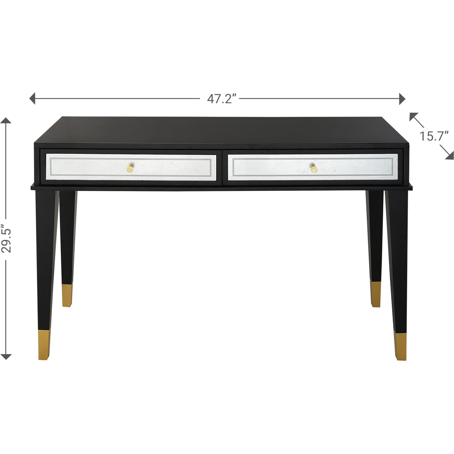 47" Black and Black and Gold Console Table With Storage