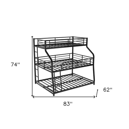 Black Twin XL over Full XL over Queen Size Bunk Bed