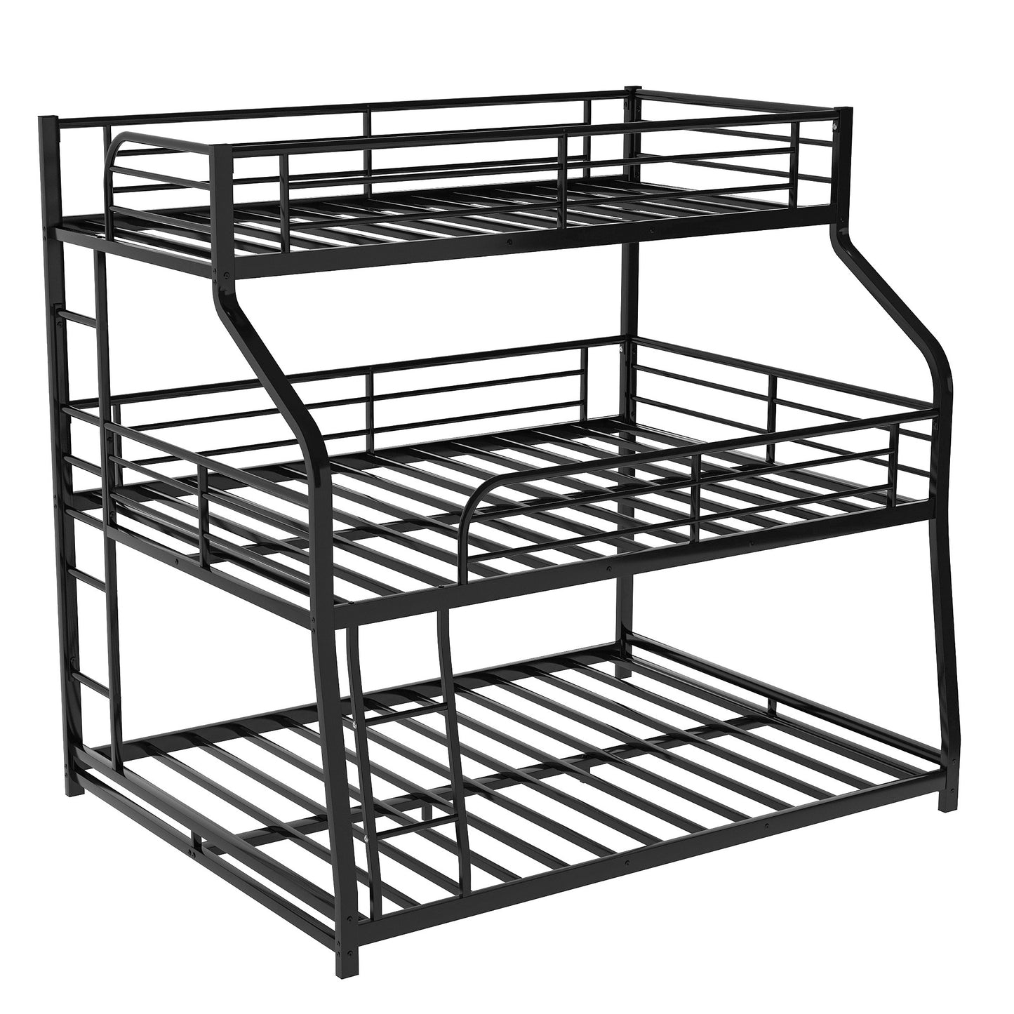 Black Twin XL over Full XL over Queen Size Bunk Bed